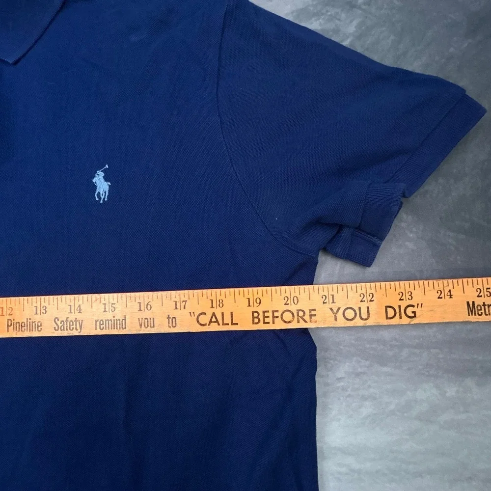Polo Ralph Lauren Mens Large Navy Blue Custom Slim Fit Stretch Mesh Polo Shirt